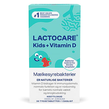 Lactocare Kids Mælkesyrebakterier + Vitamin D 30 tyggetabletter