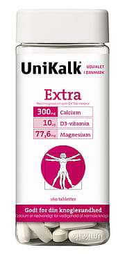 Unikalk Extra - Kalk 300 mg, Magnesium 77,6 µg og D-vitamin 10 µg 160 tabl