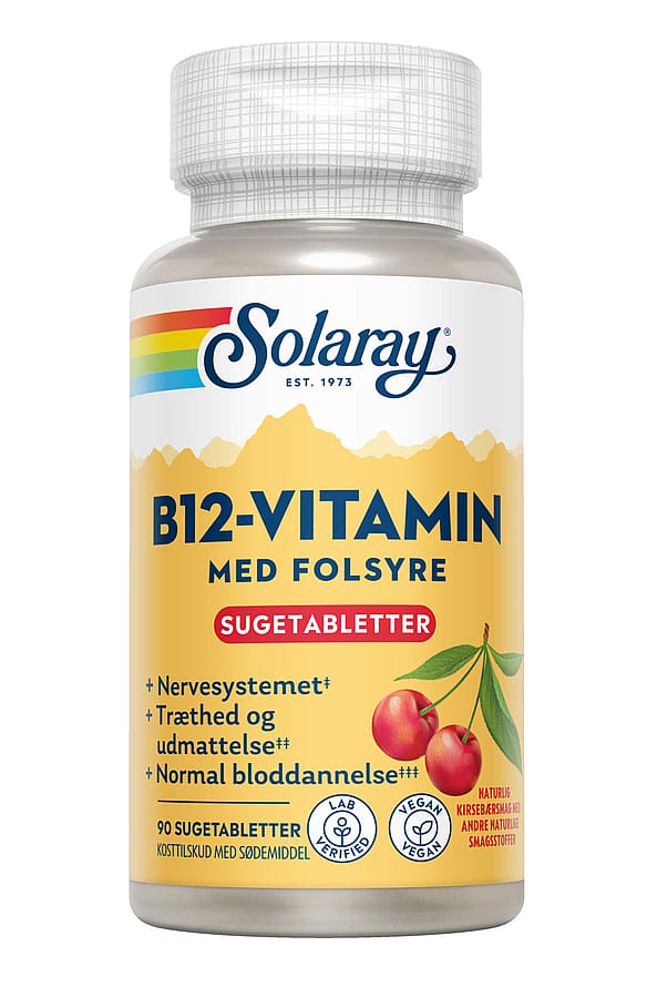 Solaray B12-Vitamin med Folsyre 90 Stk.
