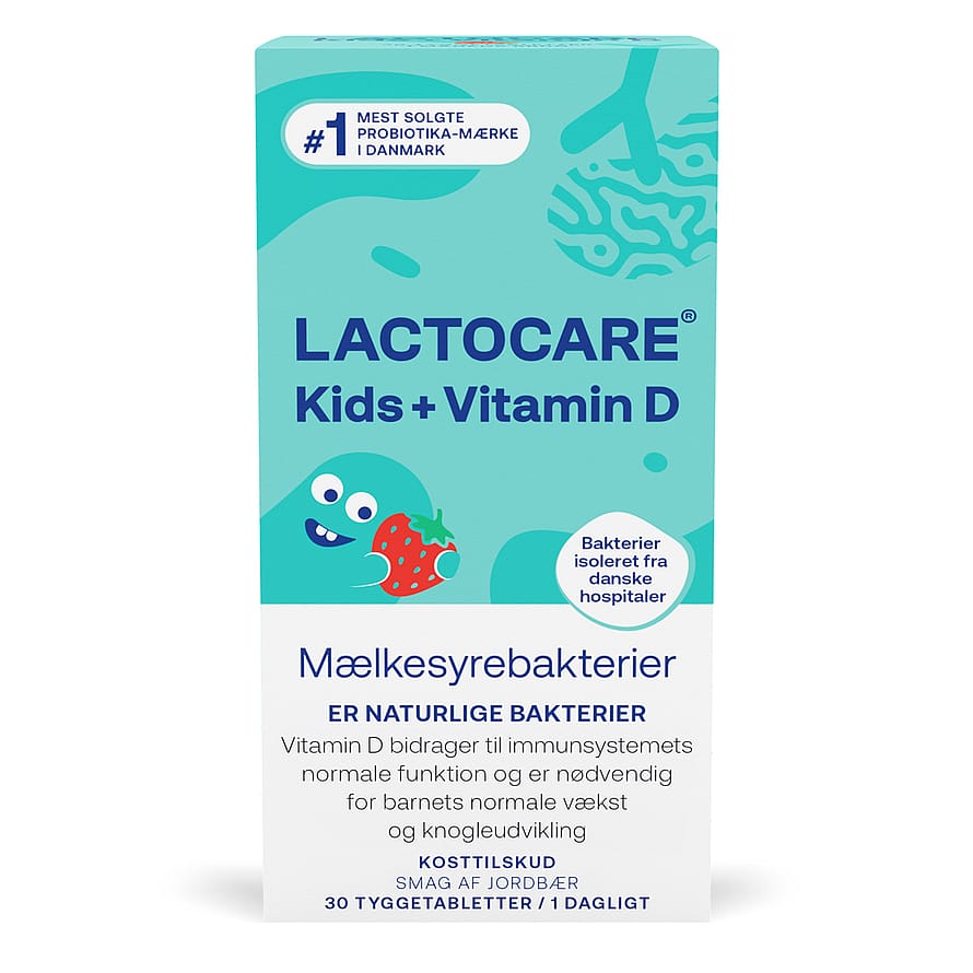 Lactocare Kids Mælkesyrebakterier + Vitamin D 30 tyggetabletter