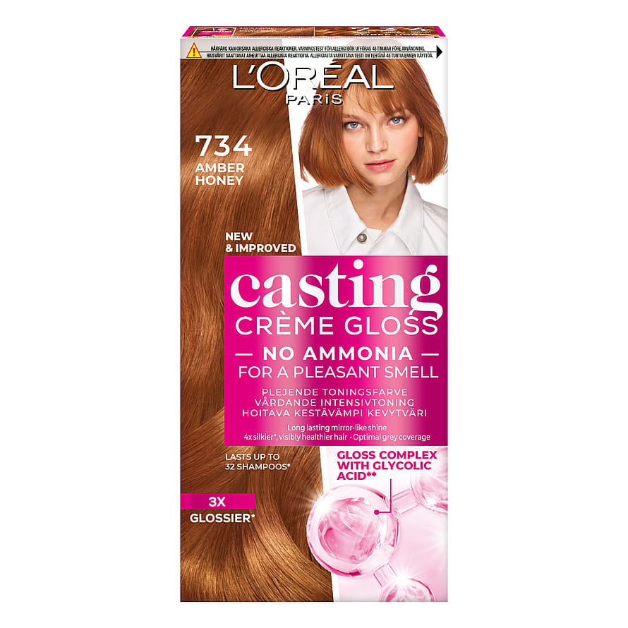 L'Oréal Paris Casting Crème Gloss Semipermanent Hårfarve 734 Amber Honey
