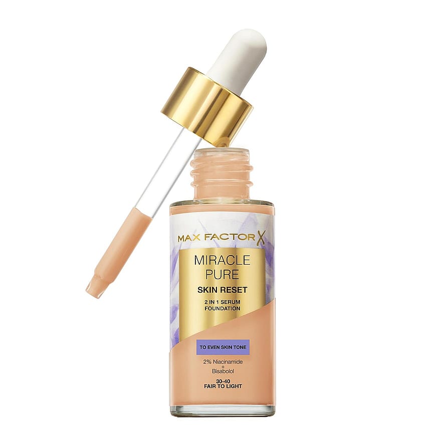 Max Factor Miracle Pure Skin Reset 2 In 1 Serum Foundation 30-40 Fair To Light