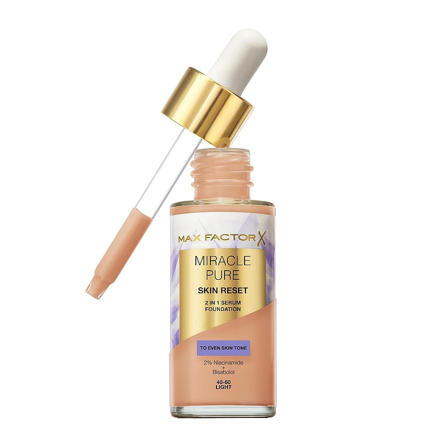 Max Factor Miracle Pure Skin Reset 2 In 1 Serum Foundation 40-60 Light