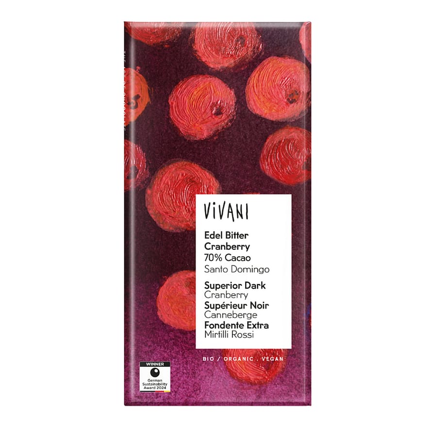 Vivani Mørk Med Tranebær Ø 80 g