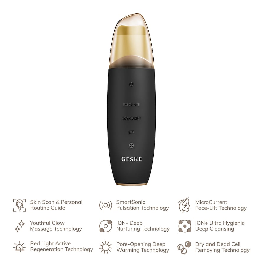GESKE MicroCurrent Skin Scrubber & Blackhead Remover 9 in 1 Gray