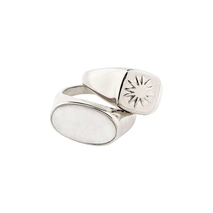 Pilgrim Prism Rings 2-In-1 Set, Silver-Plated 2 pcs