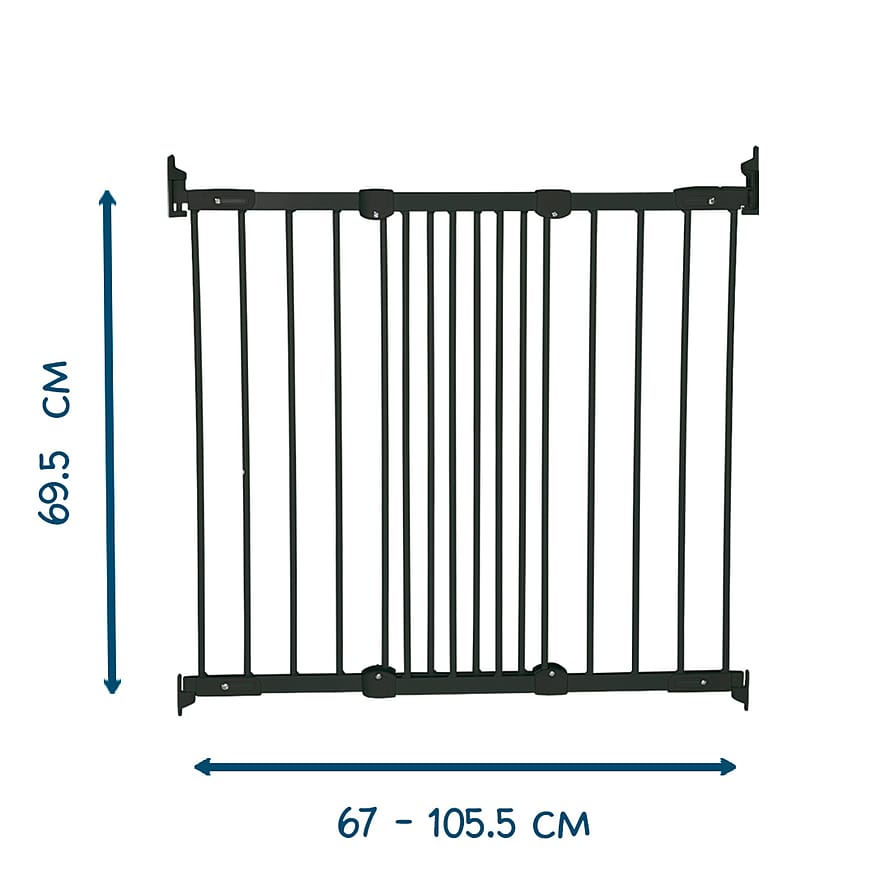 BabyDan Flexi Metal Gitter Vægmonteret Sort 67-1055 cm
