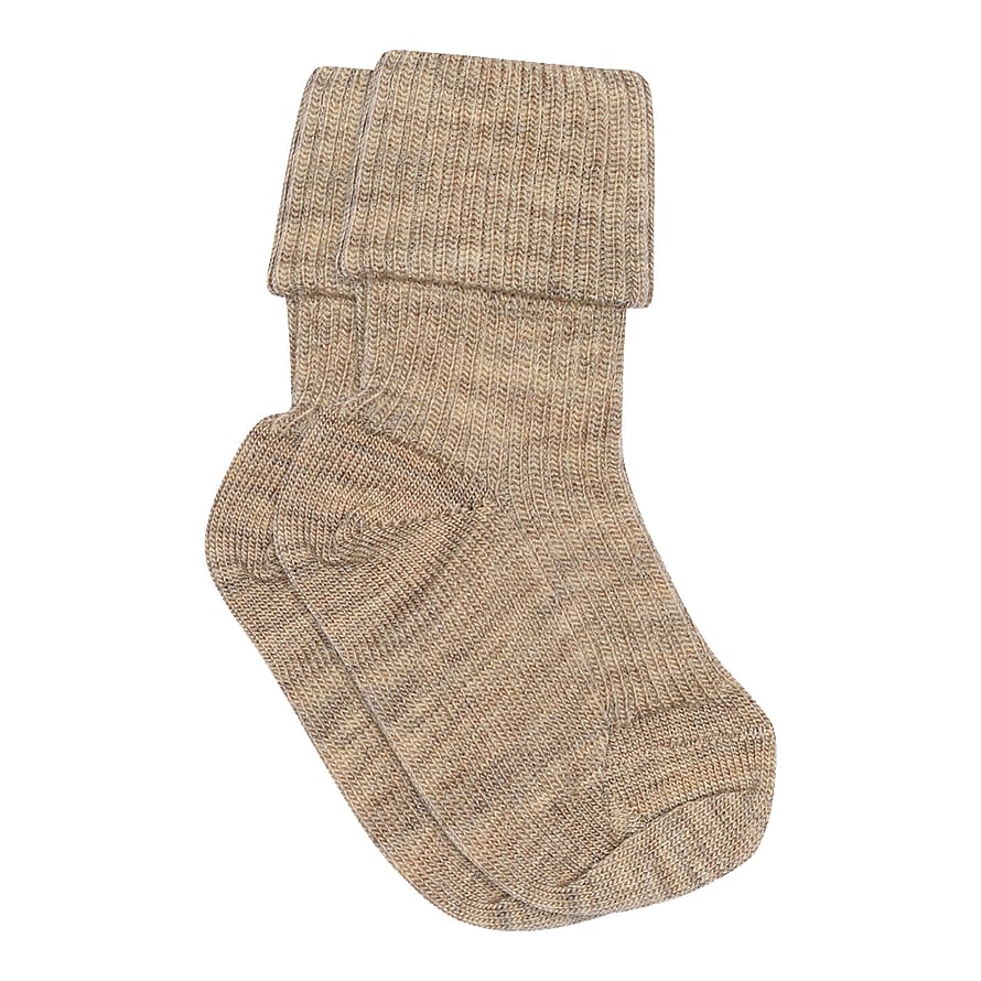 MPkids Wool Rib Baby Socks Light Brown Melange 22/24