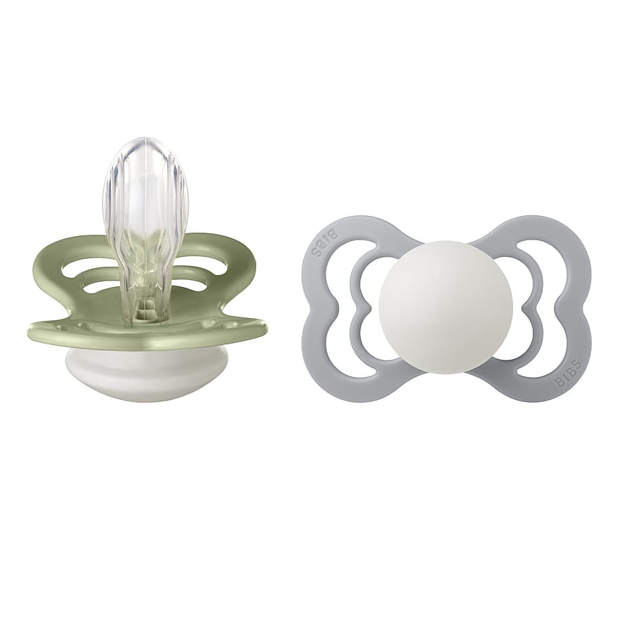 BIBS Supreme Sut GLOW Silikone 2-pak Sage/ Cloud Str. 2