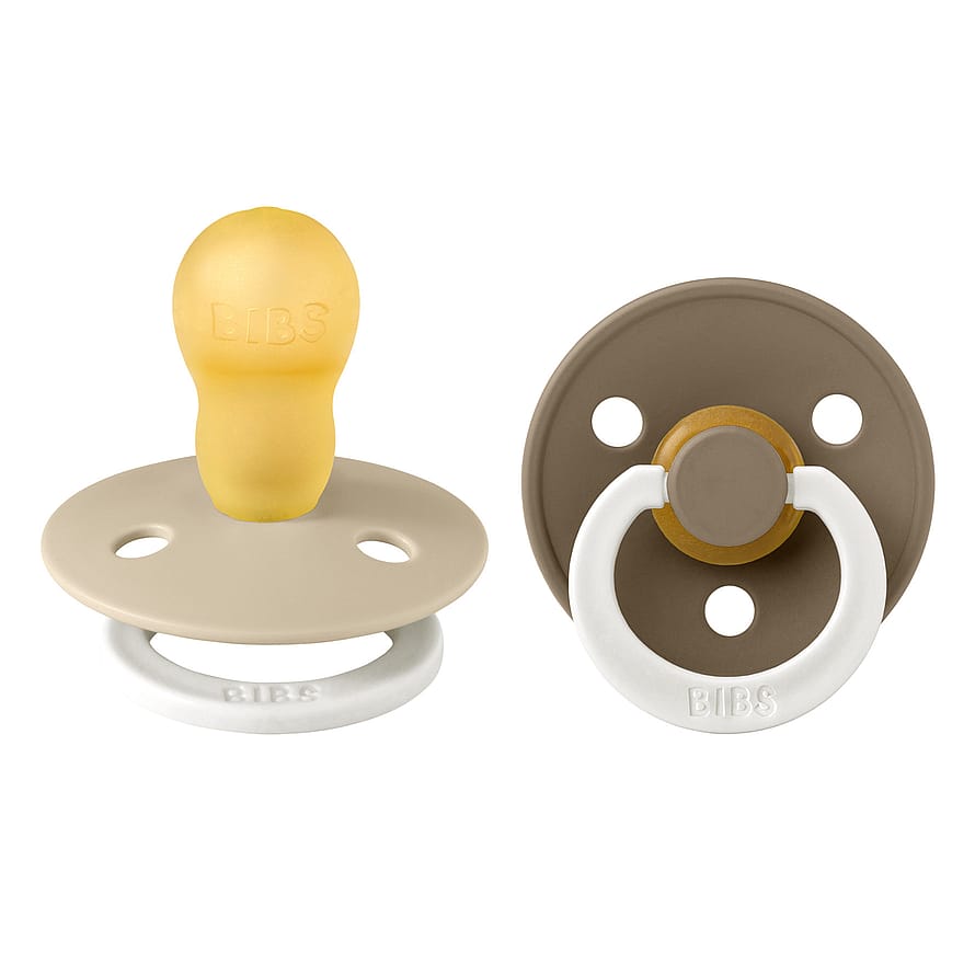 BIBS Pacifier Colour 2 Pack Latex Vanilla Glow/Dark Oak Glow Size 3