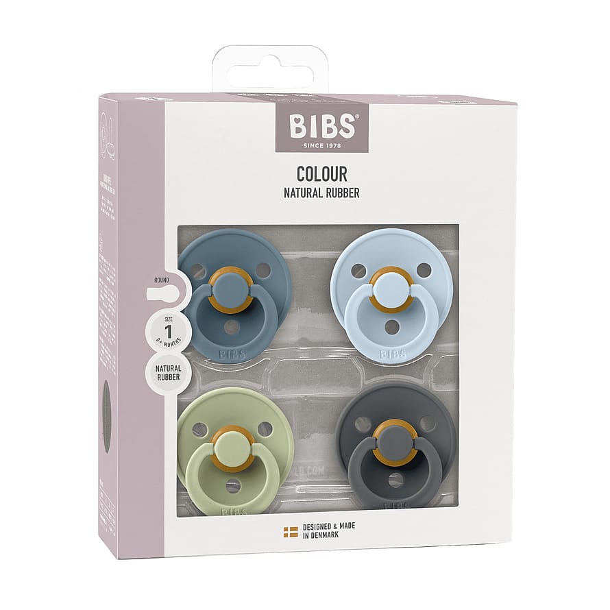 BIBS Colour Sut Latex 4-pak Petrol/Sage/Baby Blue/Iron Str. 1