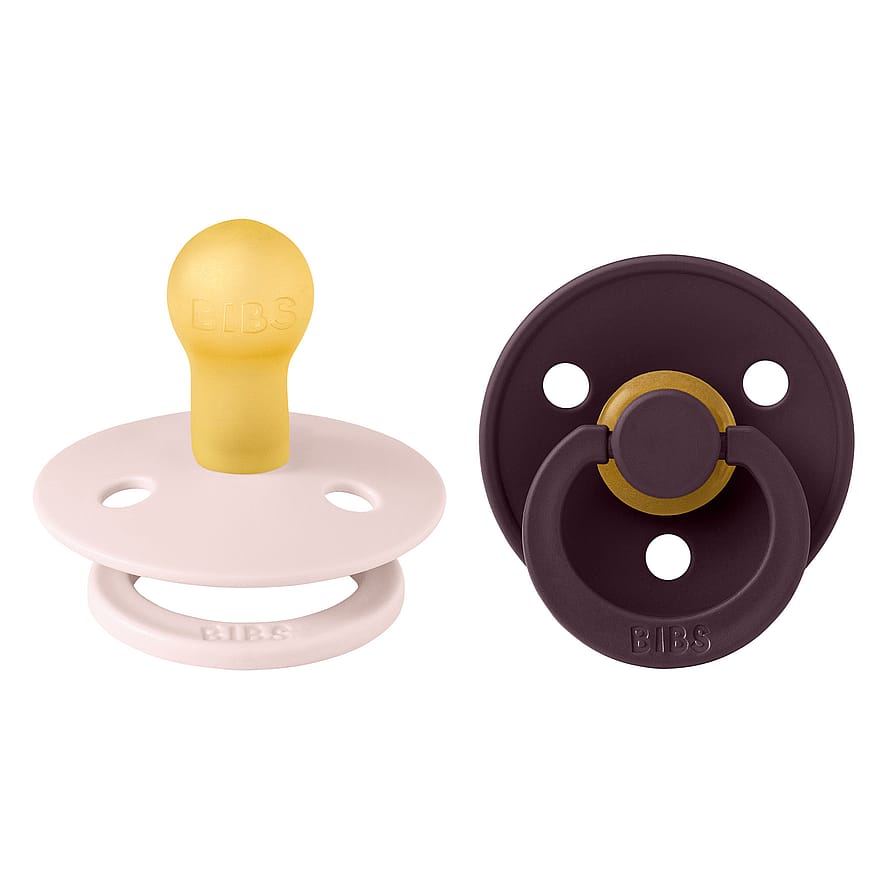 BIBS Pacifier Colour 2 Pack Latex Petal/Plum Size 1
