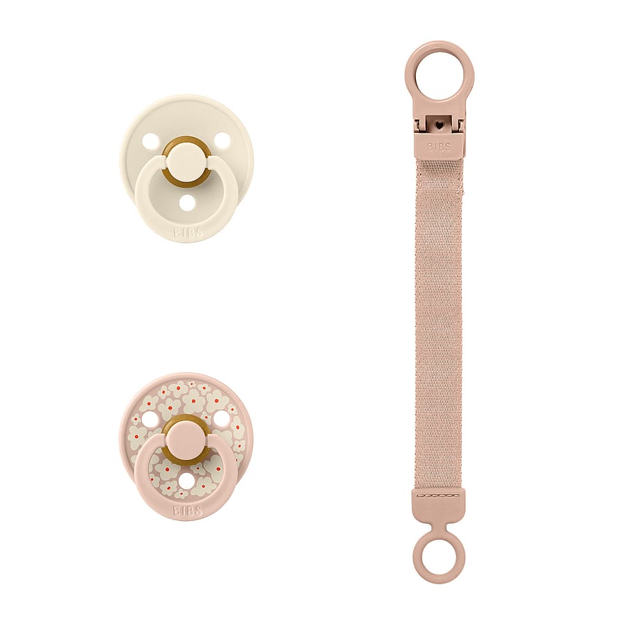 BIBS Pacifier & Clip Gift Set 3 stk. Blush Size 1