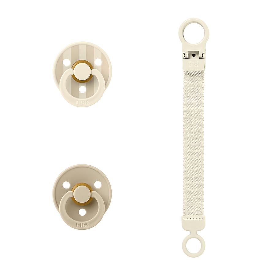 BIBS Pacifier & Clip Gift Set 3 stk. Ivory Size 1