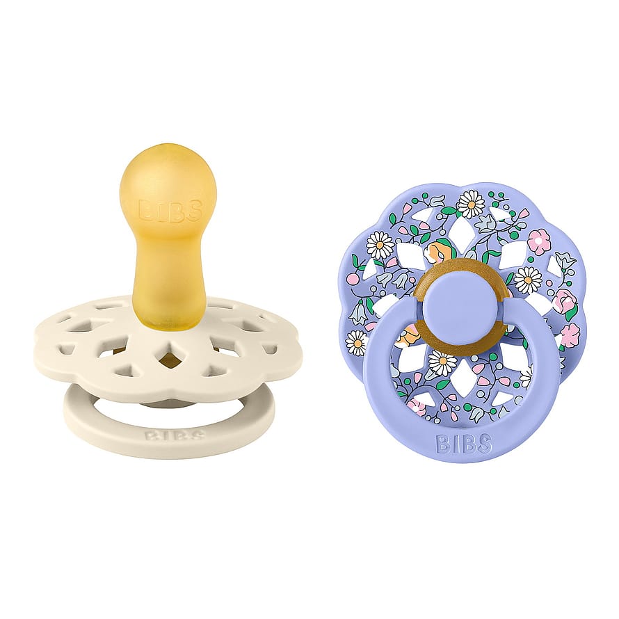 BIBS x Liberty Pacifier Boheme 2-Pak Ivory Mix Chloe Meadow Latex Size 2