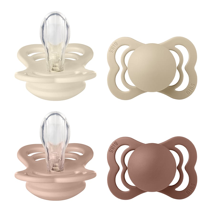 BIBS Supreme Silikone Sutter - 4-pak Ivory/Vanilla/Blush/Woodchuck Str. 1