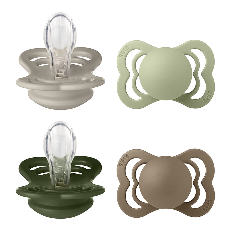 BIBS Supreme Silikone Sutter - 4-pak Sand/Sage/Huntergreen/Dark Oak Str. 1