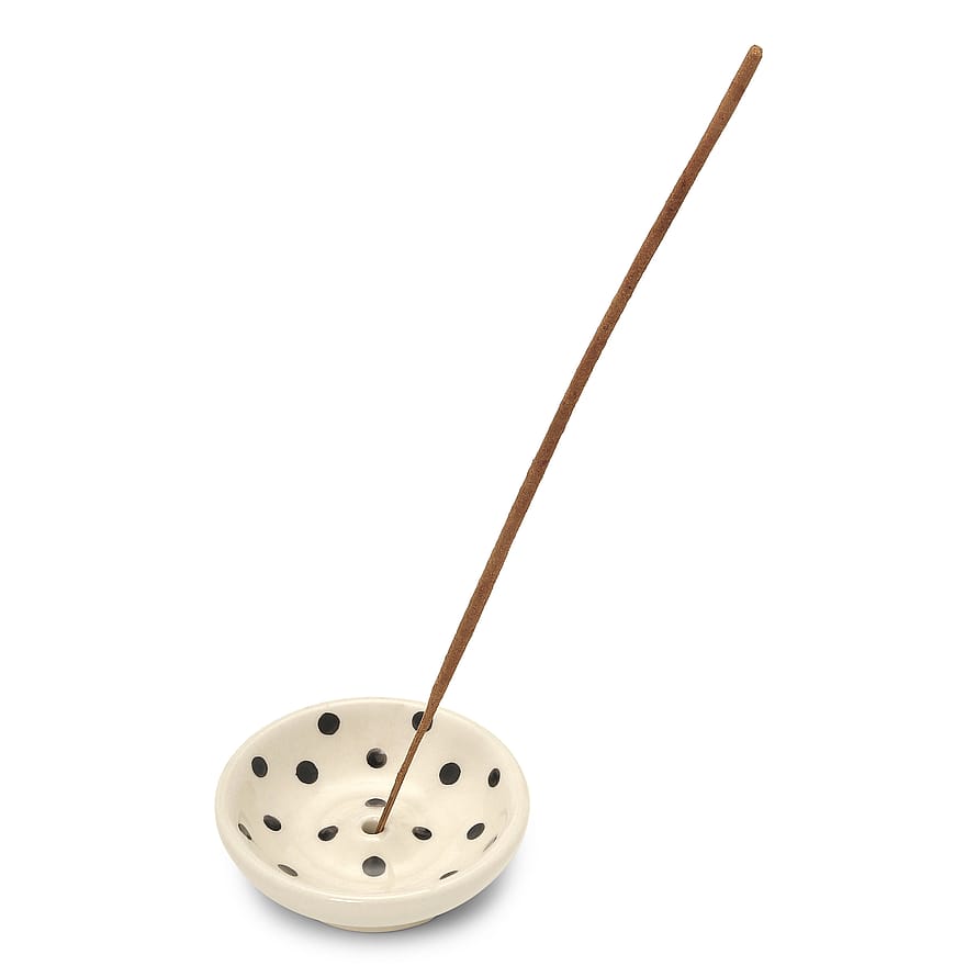 moshi moshi mind Signature Incense Holder ecru/black dots