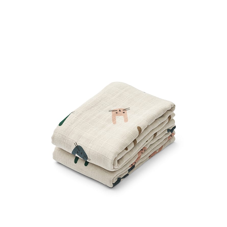 LIEWOOD Liewood Lewis Muslin Cloth Bunny/Sandy 2 Pak Bunny/Sandy