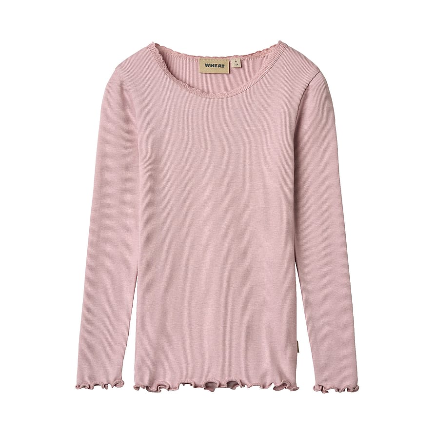 WHEAT Rib T-Shirt Long Sleeve Reese Lavender Mist Str 116/6 år