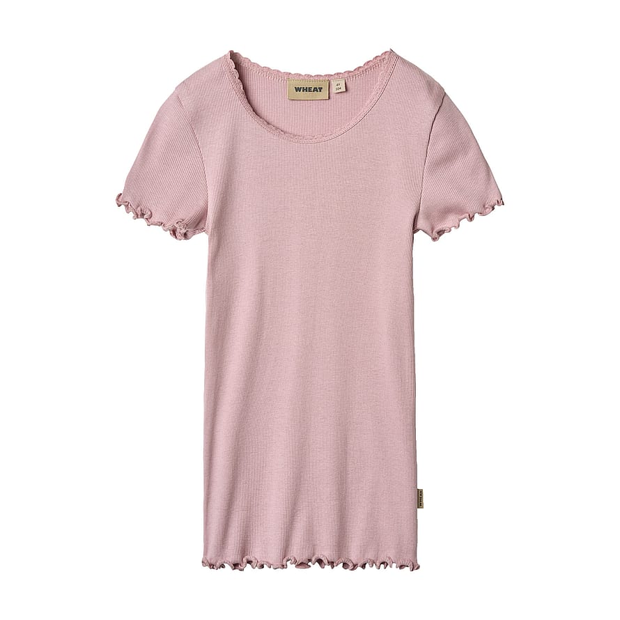 WHEAT Rib T-Shirt Short Sleeve Katie Lavender Mist Str 116/6 år