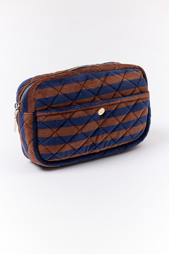 Fan Palm Beauty Bag Blues & Stripe Medium