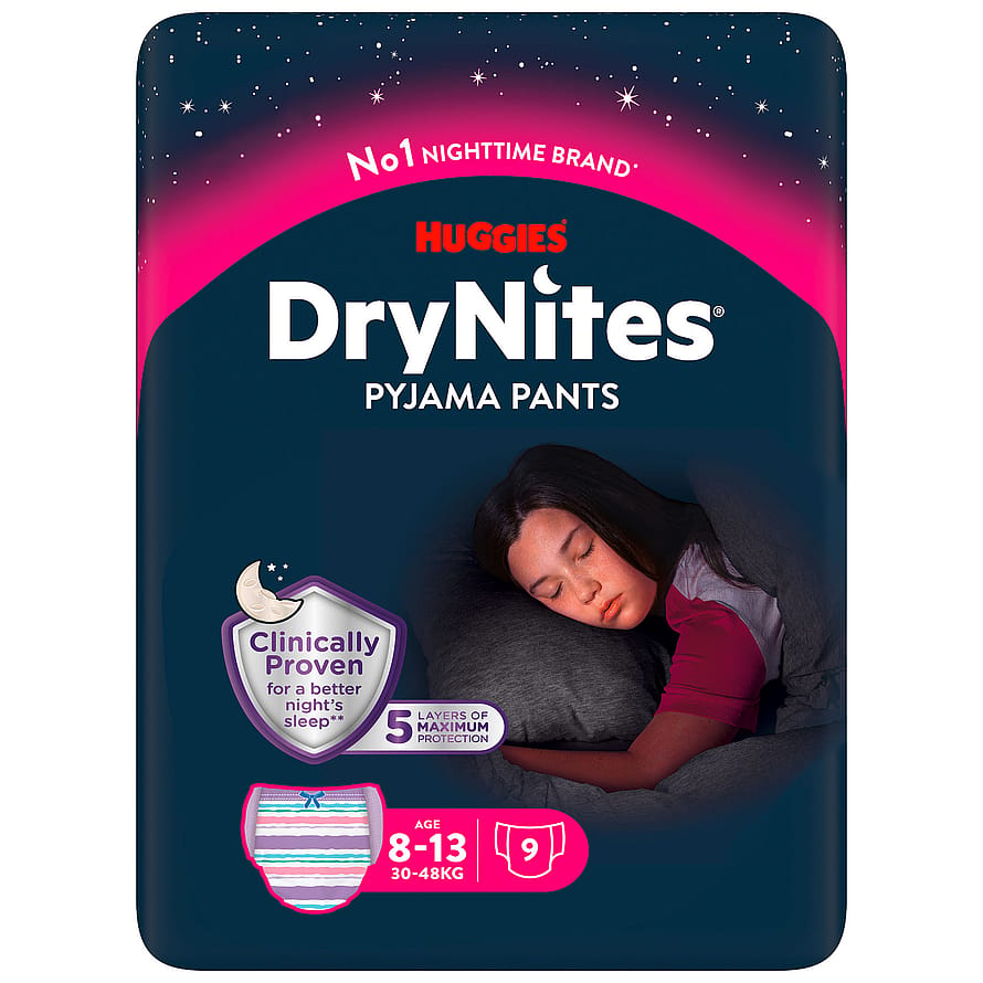DryNites Natunderbukser Pige 8-13 år 9 stk.