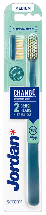 Jordan Change 2 Heads + 1 Handle Tandbørste Medium