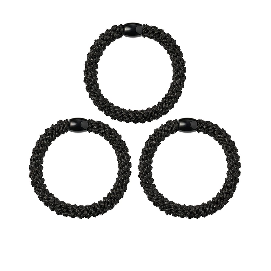 KICKS Beauty Woven Hair Tie Black 3 Pak