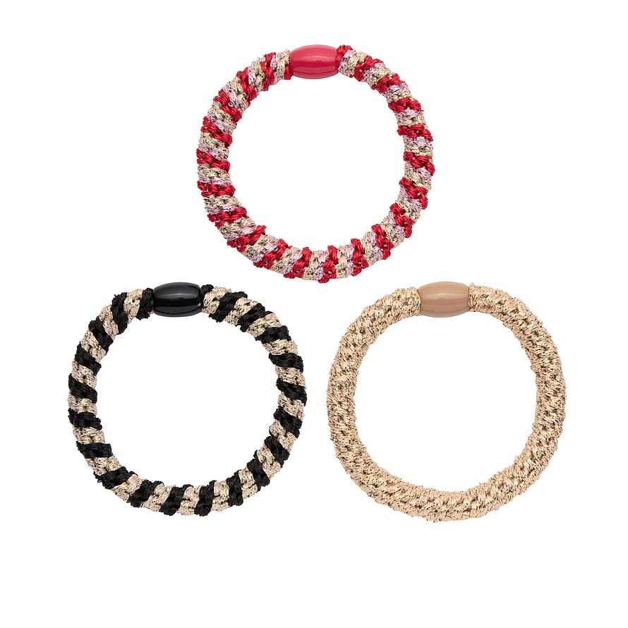 KICKS Beauty Woven Hair Ties Gold 3-pak