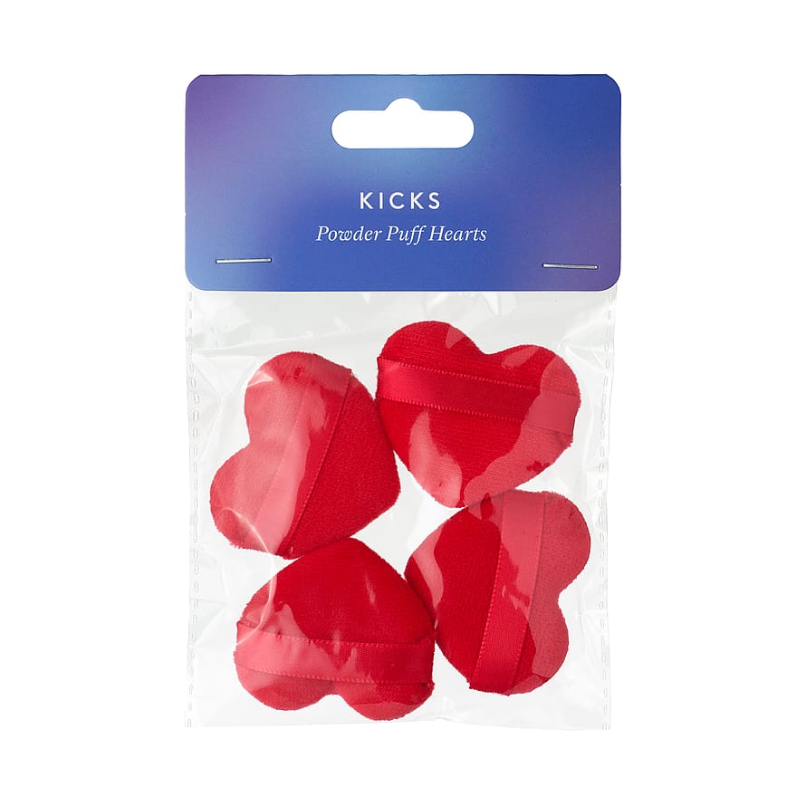 KICKS Beauty Powder Puff HeartsRed 4 stk