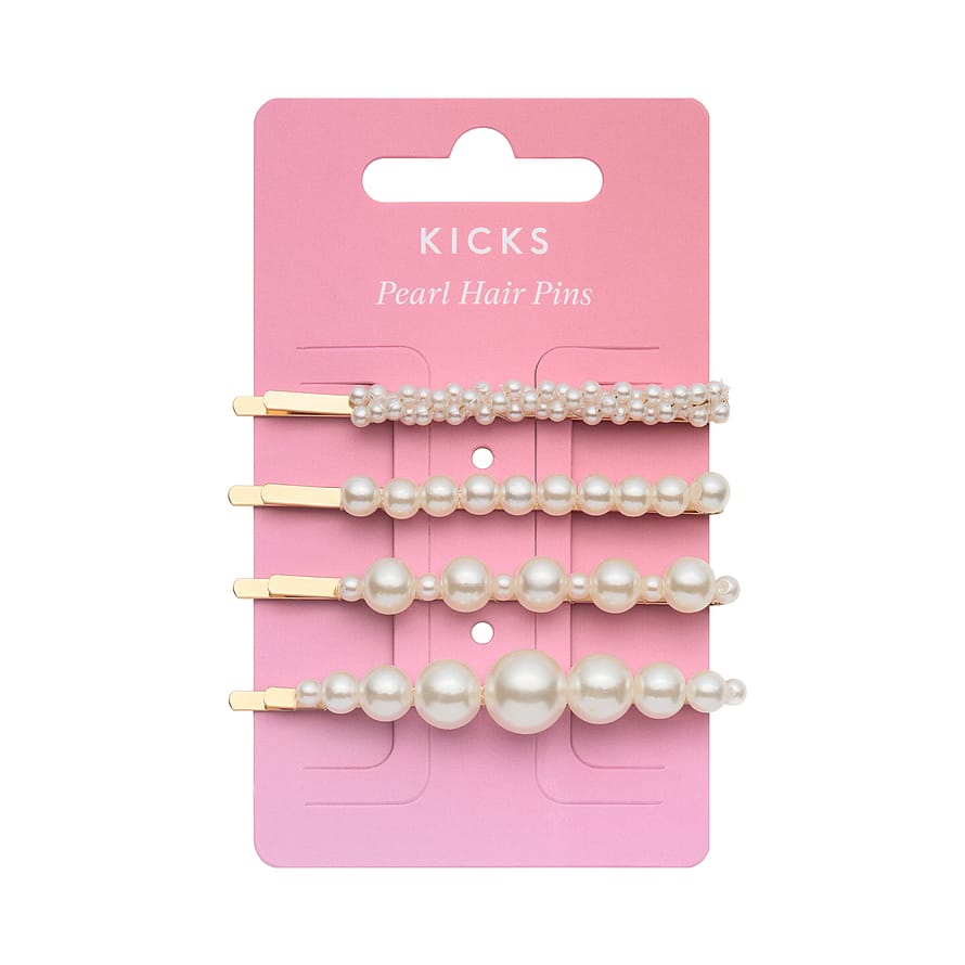 KICKS Beauty Pearl Hair Pins 4-pak White