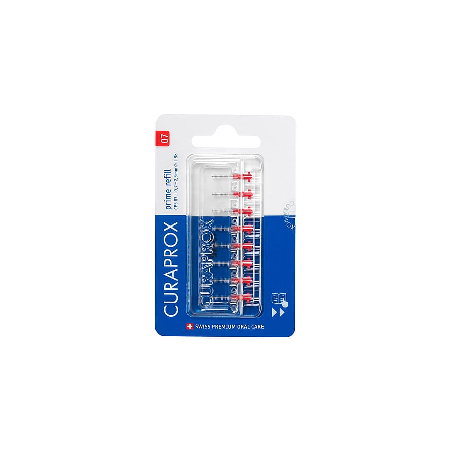 Curaprox Prime Refill + 8 stk mellemrumsbørster Rød/ 0,7 mm