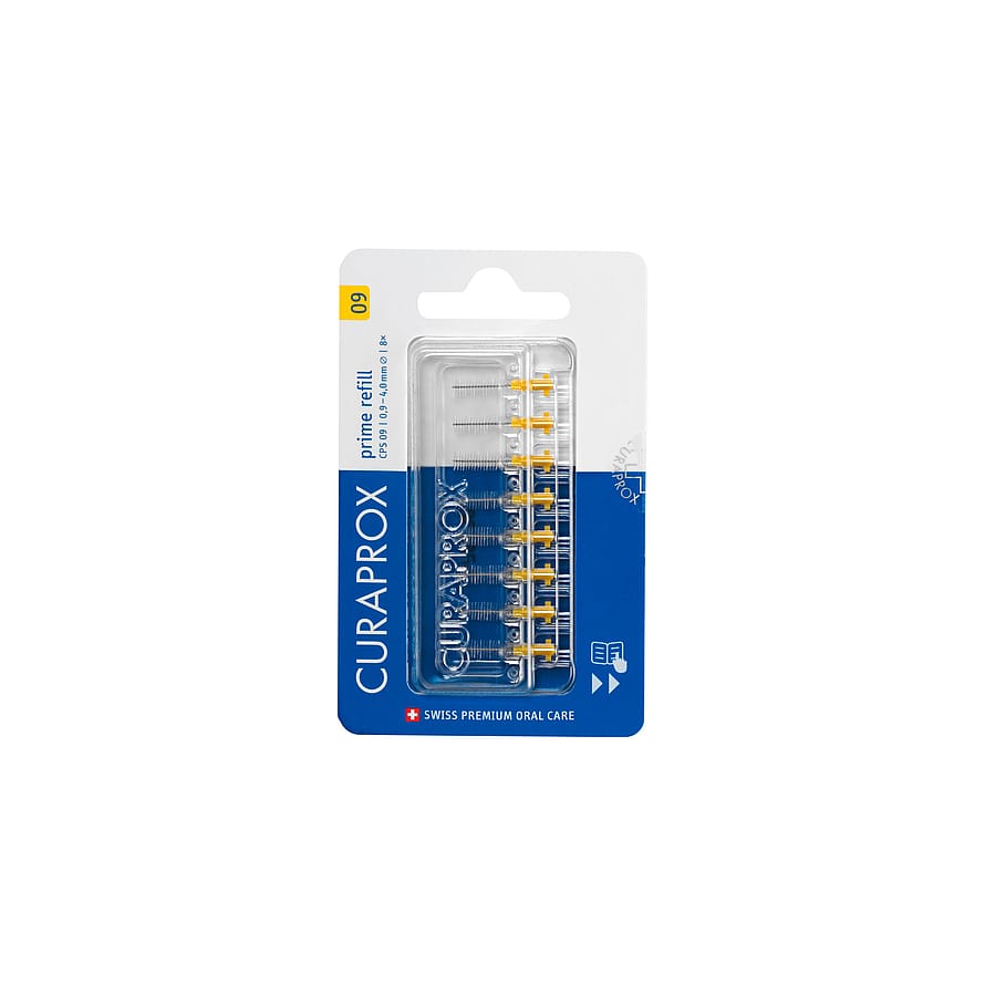 Curaprox Prime Refill + 8 stk mellemrumsbørster Gul/ 0,9 mm