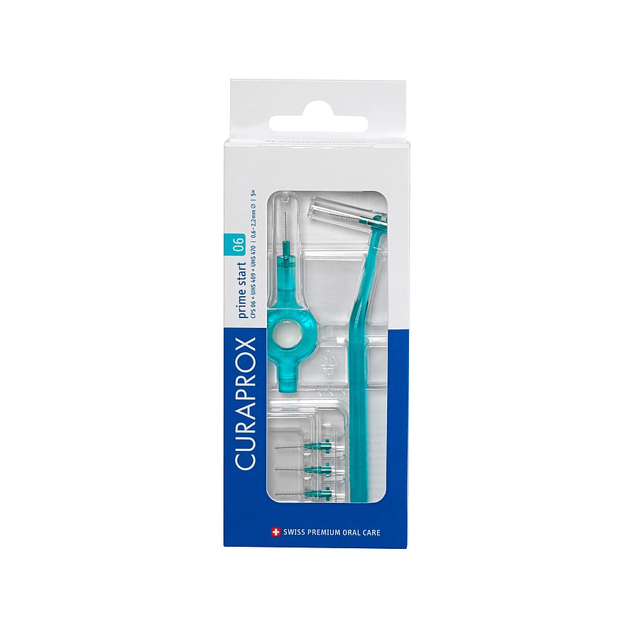 Curaprox Prime Start 5 stk mellemrumsbørster + 2 Håndtag Turkis/ 0,6 mm 5 stk