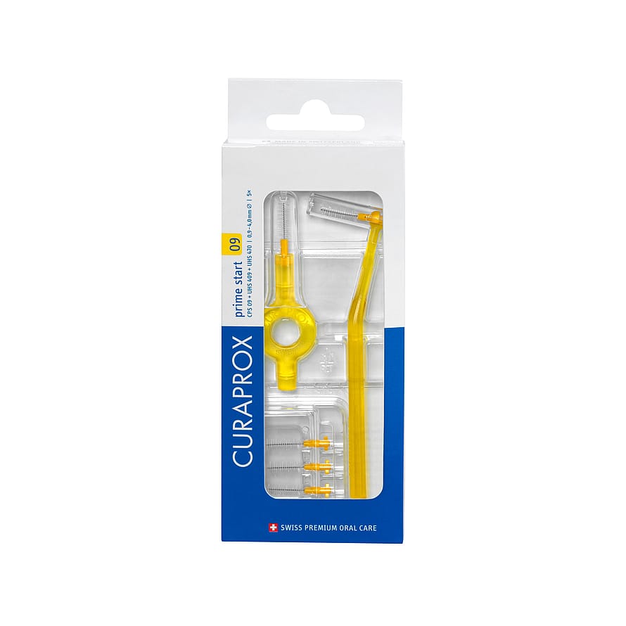 Curaprox Prime Start 5 stk mellemrumsbørster + 2 Håndtag Gul/ 0,9 mm 5 stk