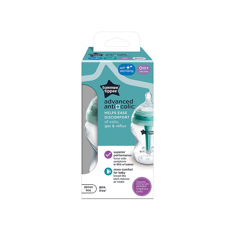 Tommee Tippee Sutteflaske Anti-kolik Slow/ 0+ mdr.