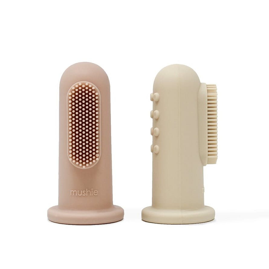 Mushie Finger Tandbørste Blush/Shifting Sand