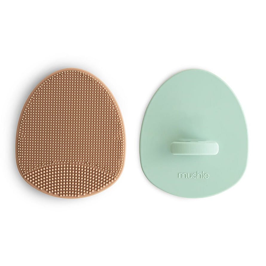 Mushie Babybørste 2-Pak Natural/Cambridge Blue